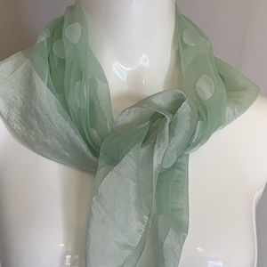 Light green sheer scarf with polkadots vintage